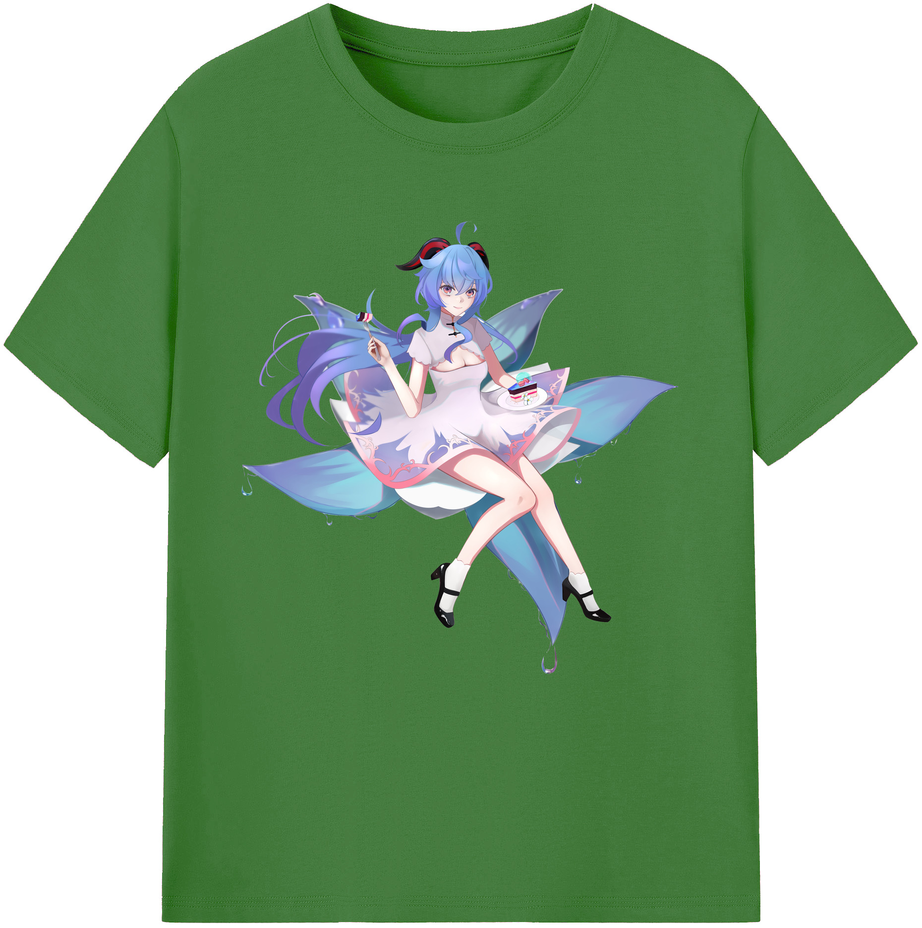 げんし神 甘雨 かんう genshin Ganyu レディースカジュアルプリントTシャツ（綿100％）